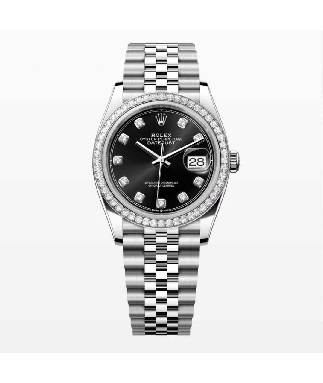 ROLEX Черные часы из белого золота, фото 4