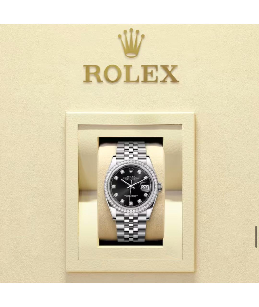 ROLEX Черные часы из белого золота, фото 2