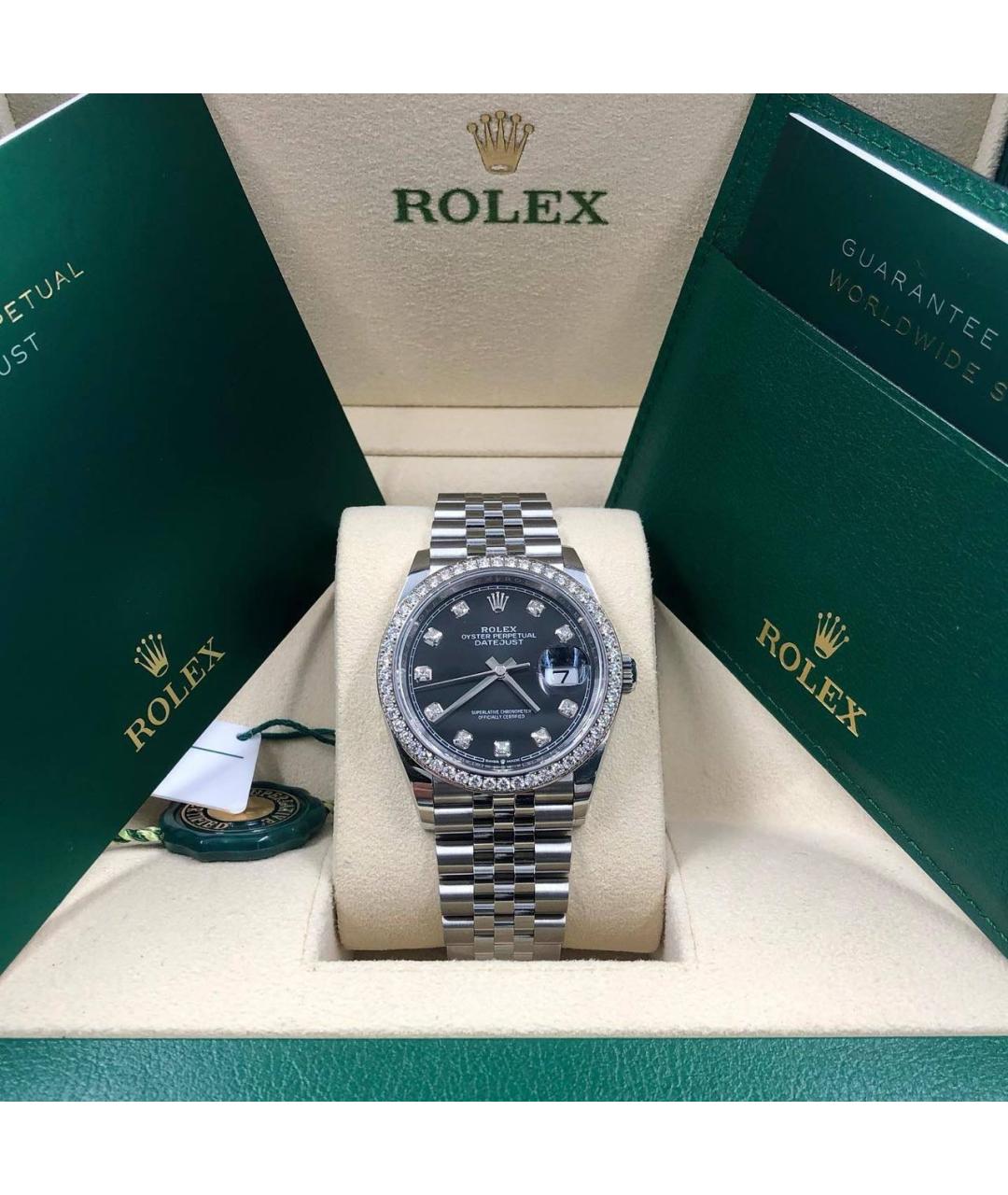 ROLEX Черные часы из белого золота, фото 3