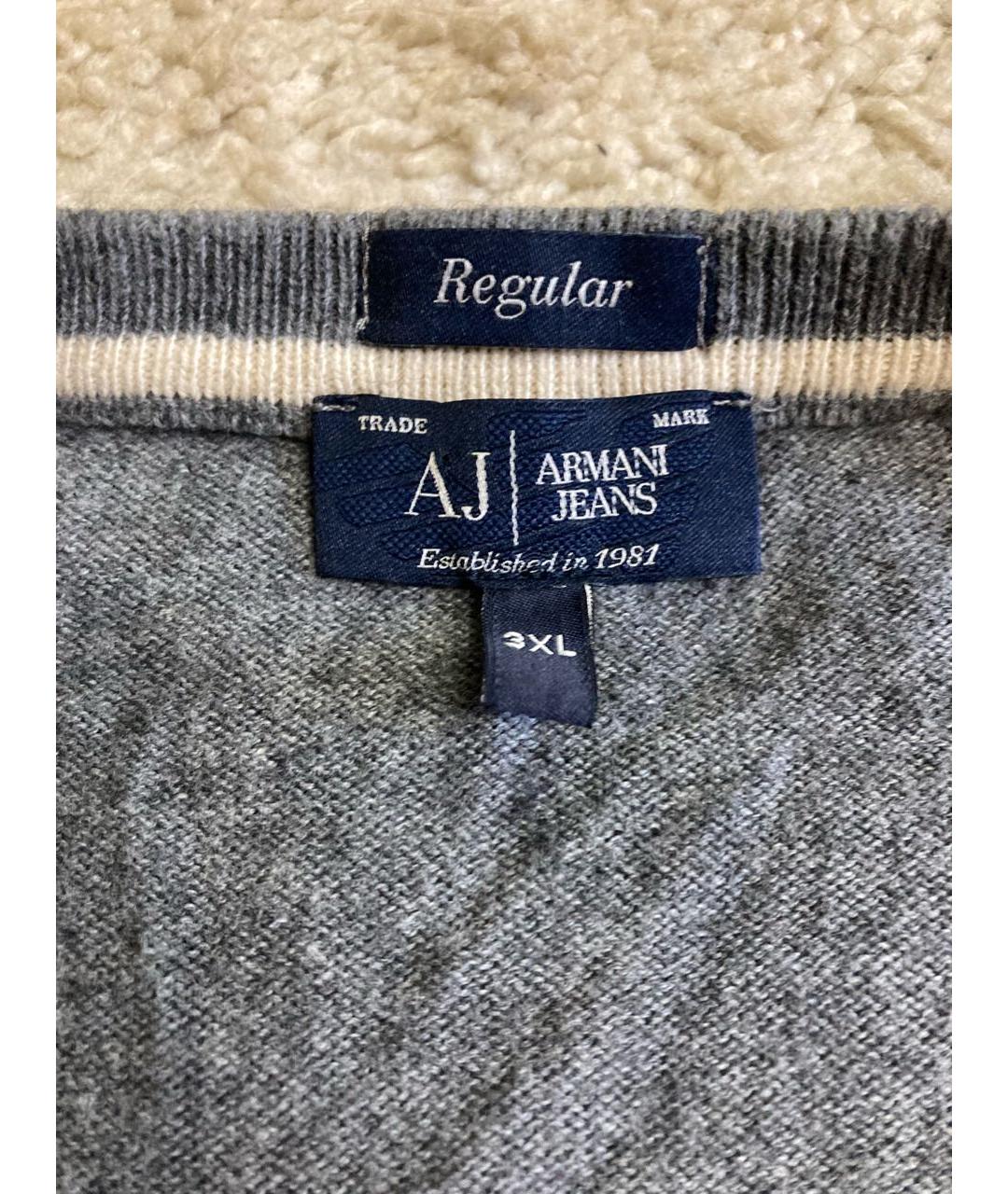 ARMANI JEANS Серый шерстяной джемпер / свитер, фото 3