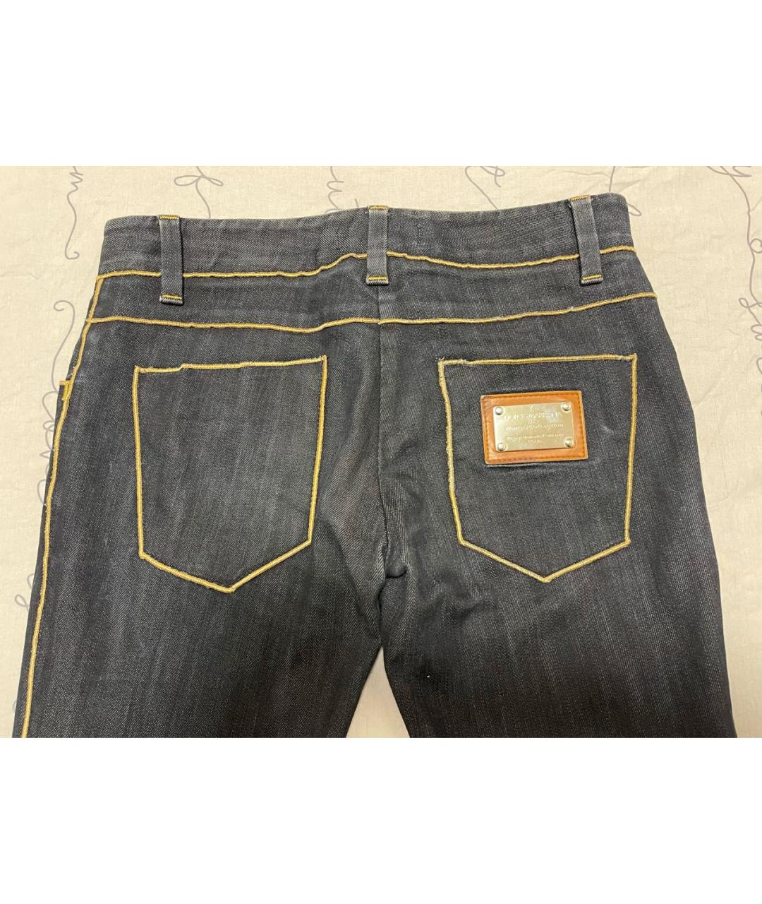 DOLCE&GABBANA Темно-синие хлопковые прямые джинсы, фото 6