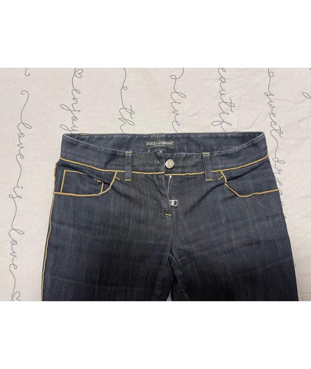 DOLCE&GABBANA Темно-синие хлопковые прямые джинсы, фото 3