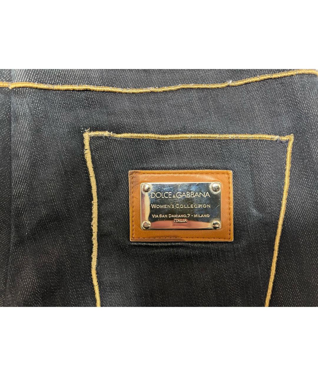 DOLCE&GABBANA Темно-синие хлопковые прямые джинсы, фото 5