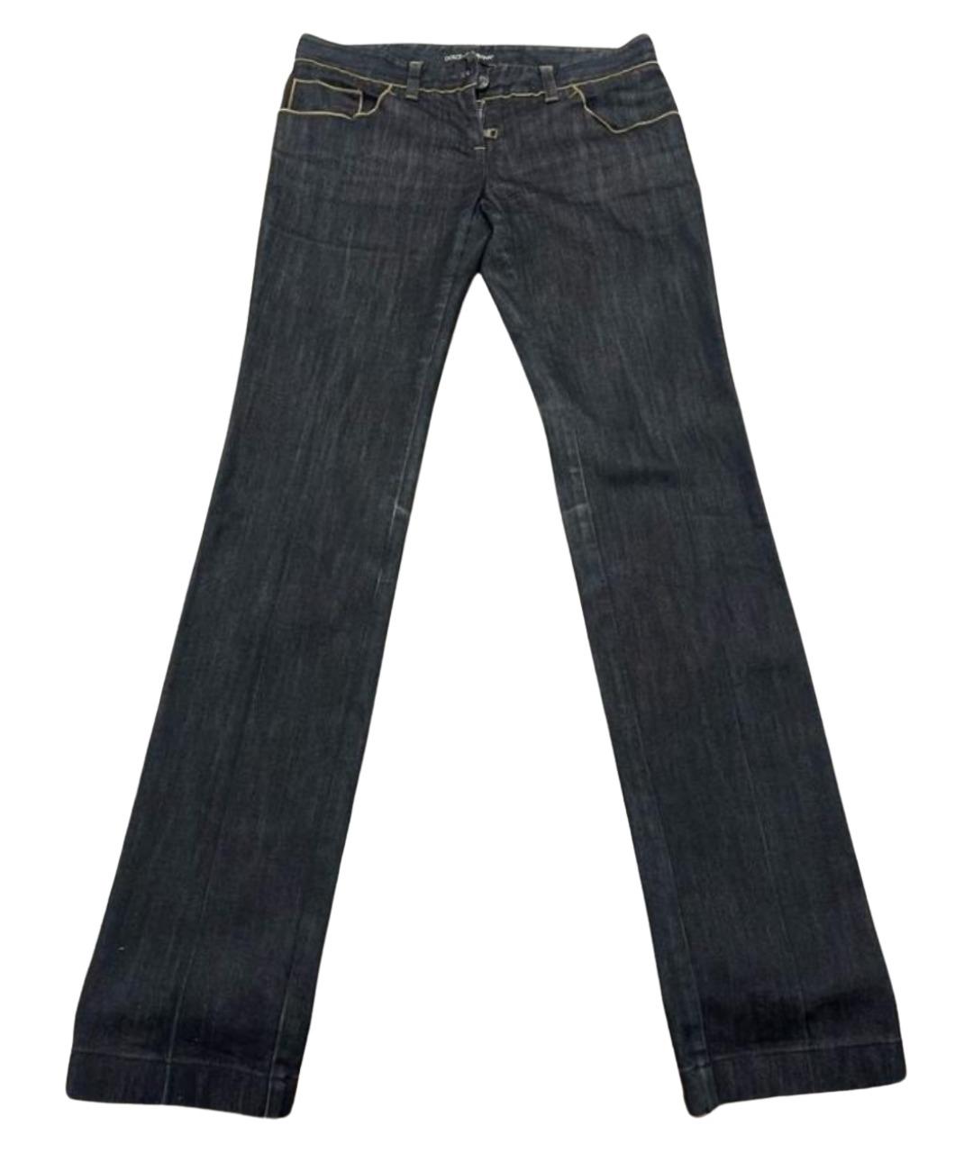 DOLCE&GABBANA Темно-синие хлопковые прямые джинсы, фото 1