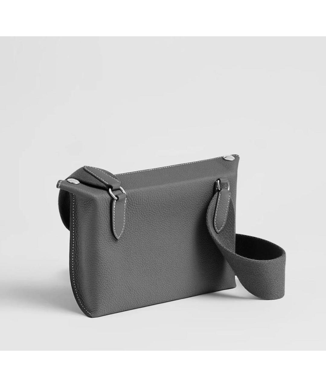 HERMES Серая кожаная сумка на плечо, фото 2