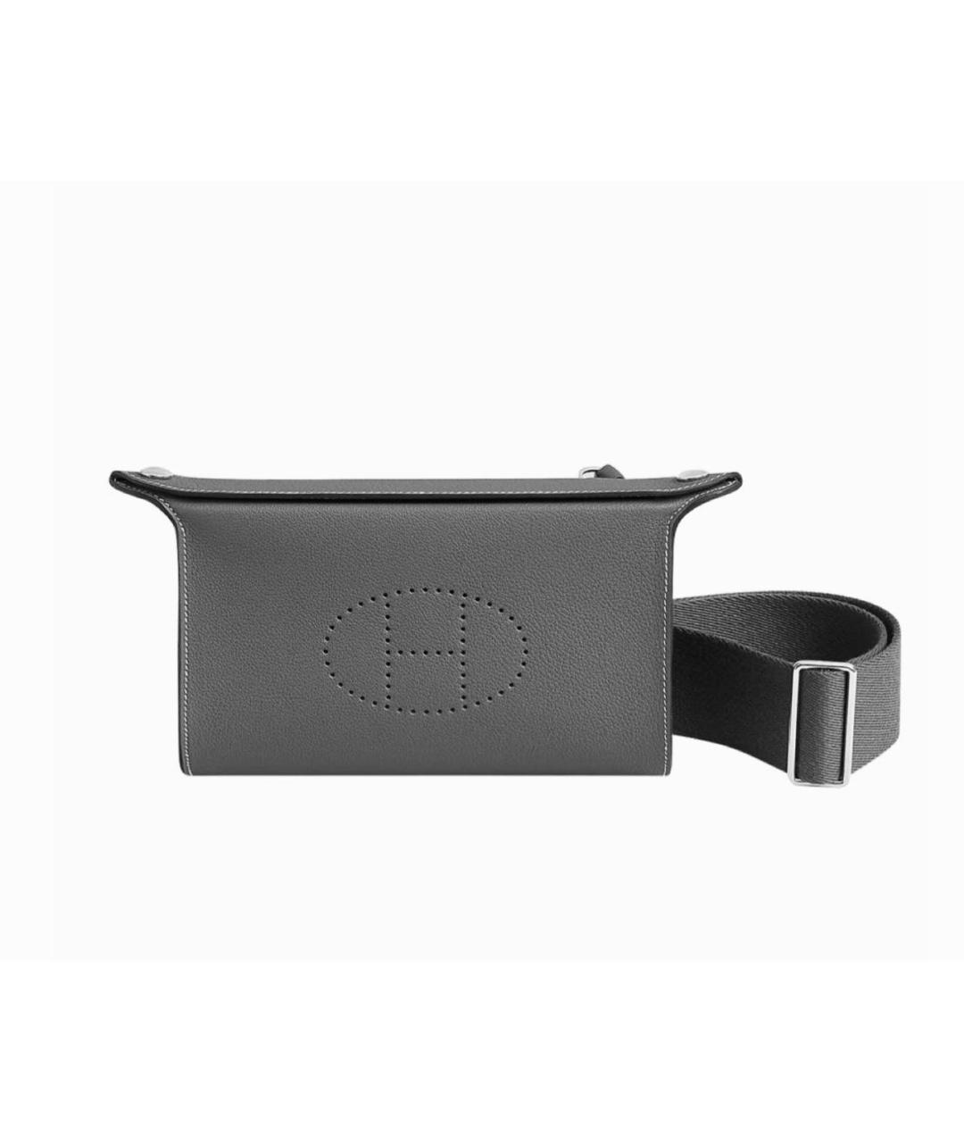 HERMES Серая кожаная сумка на плечо, фото 1