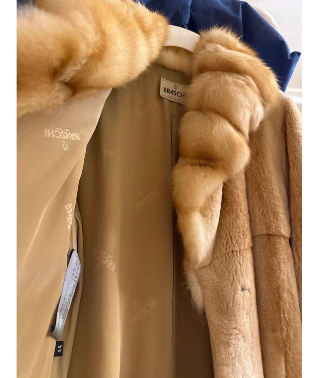 BRASCHI Бежевая меховая шуба, фото 6
