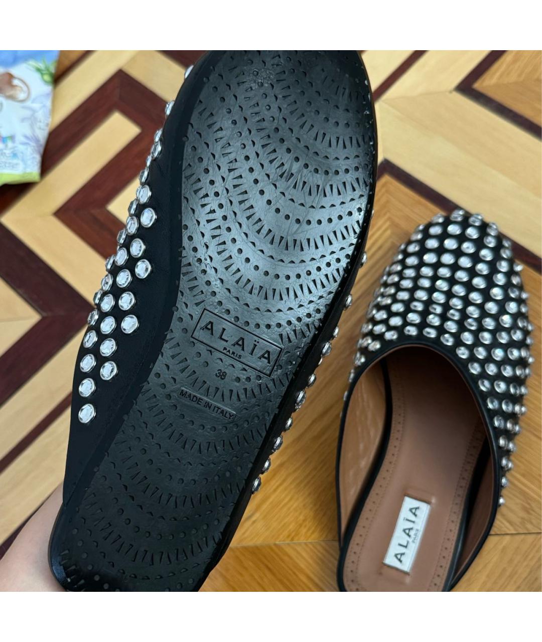 ALAIA Черные кожаные сабо, фото 4