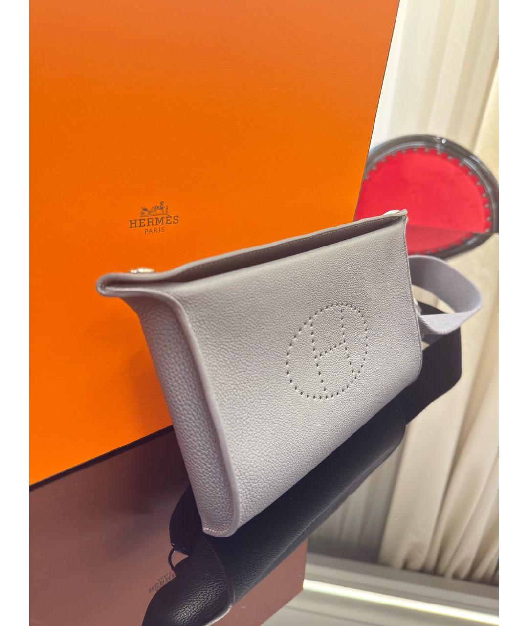 HERMES Серая кожаная сумка на плечо, фото 2