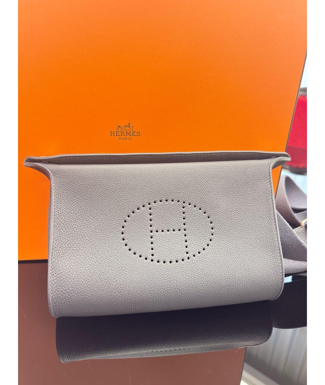 HERMES Серая кожаная сумка на плечо, фото 8