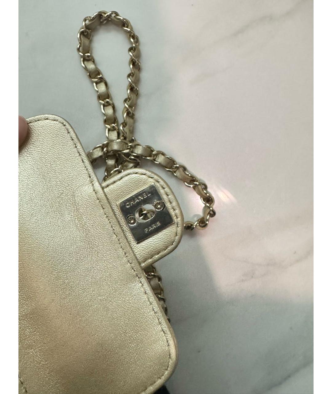CHANEL Золотая кожаная сумка через плечо, фото 4