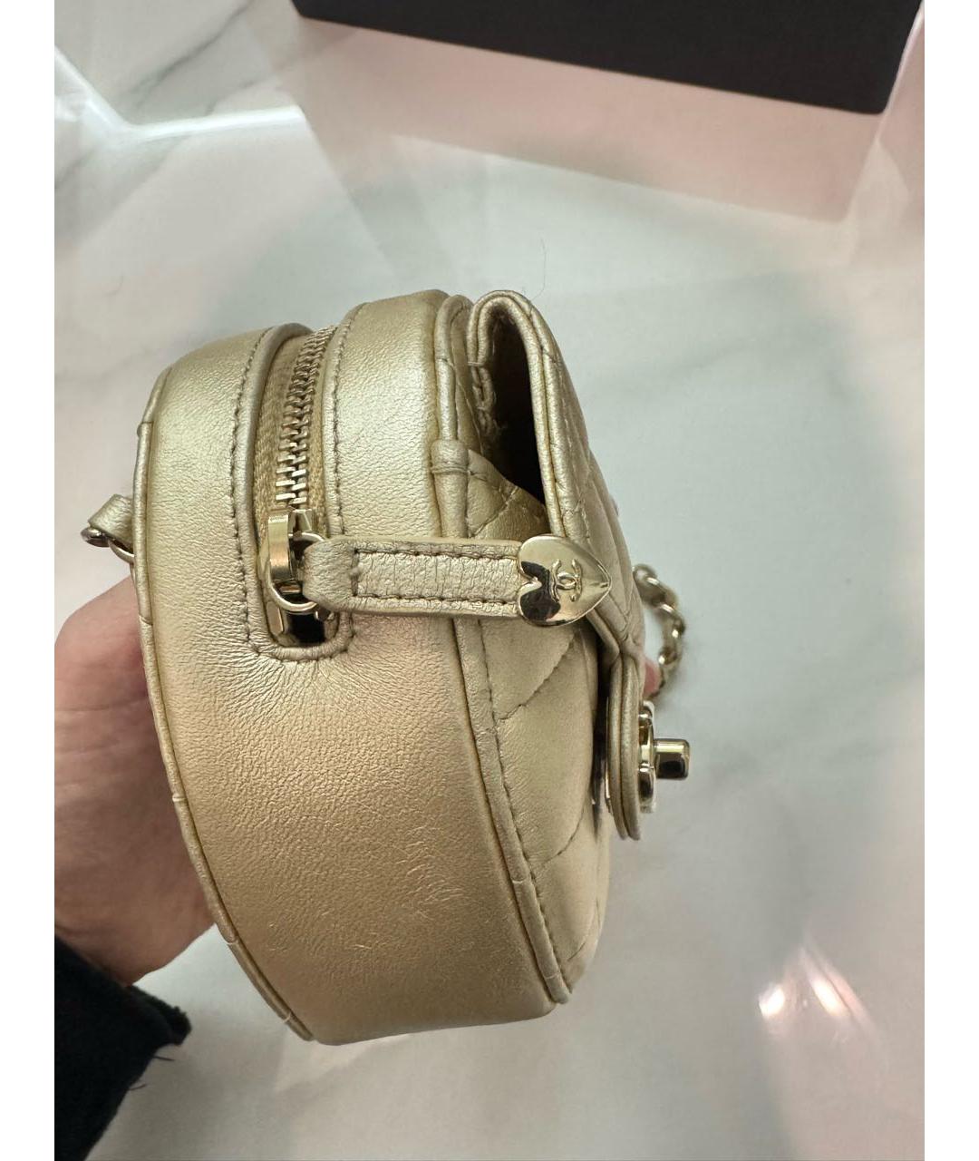 CHANEL Золотая кожаная сумка через плечо, фото 5