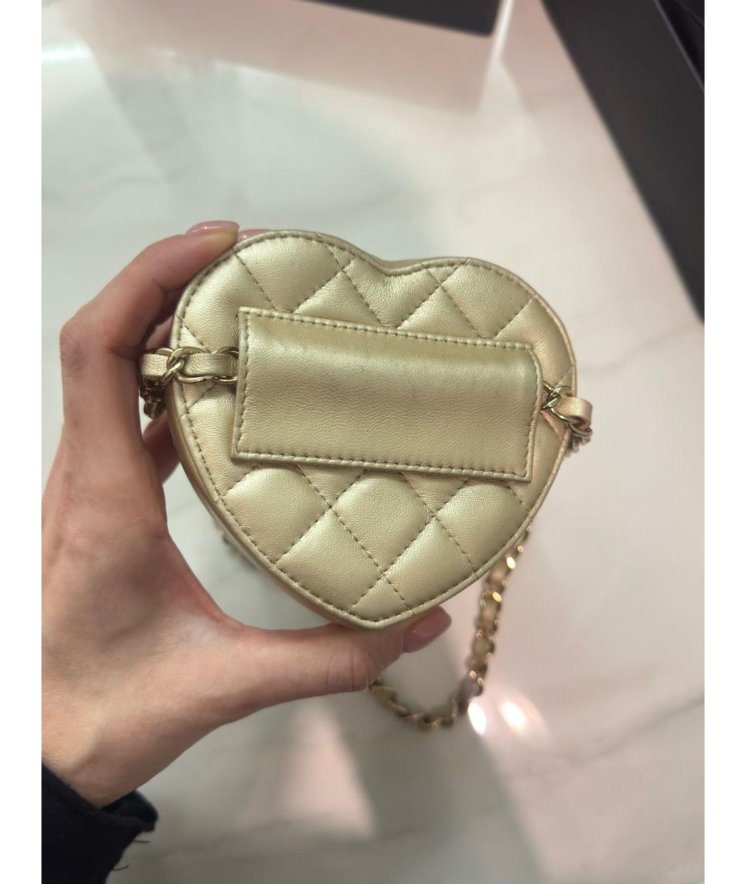 CHANEL Золотая кожаная сумка через плечо, фото 3