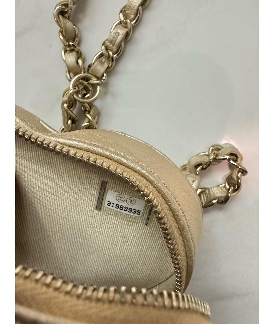 CHANEL Золотая кожаная сумка через плечо, фото 6