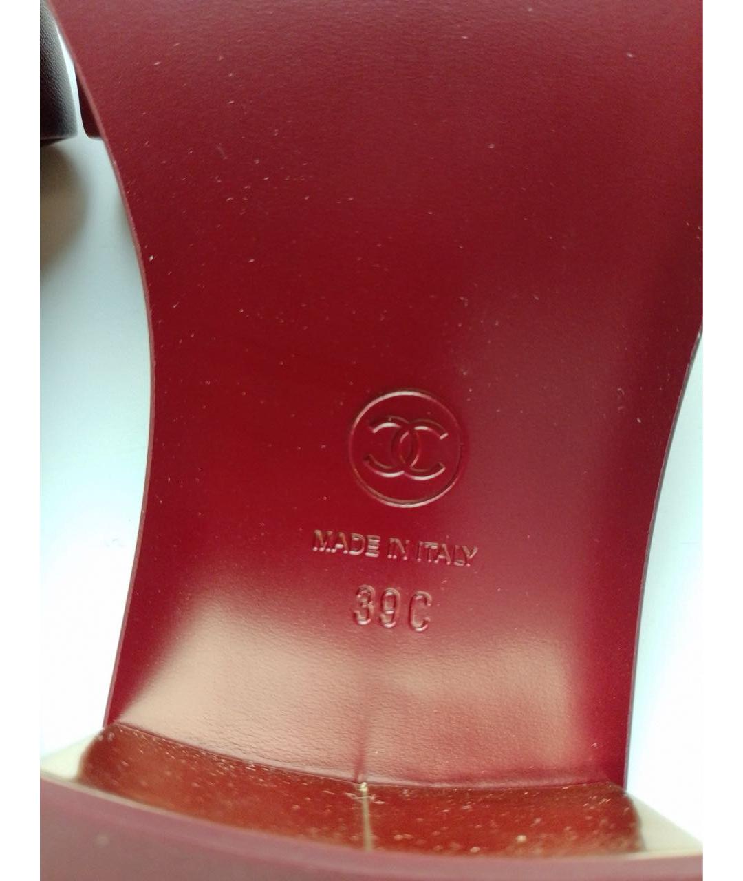 CHANEL Бордовые кожаные мюли, фото 7