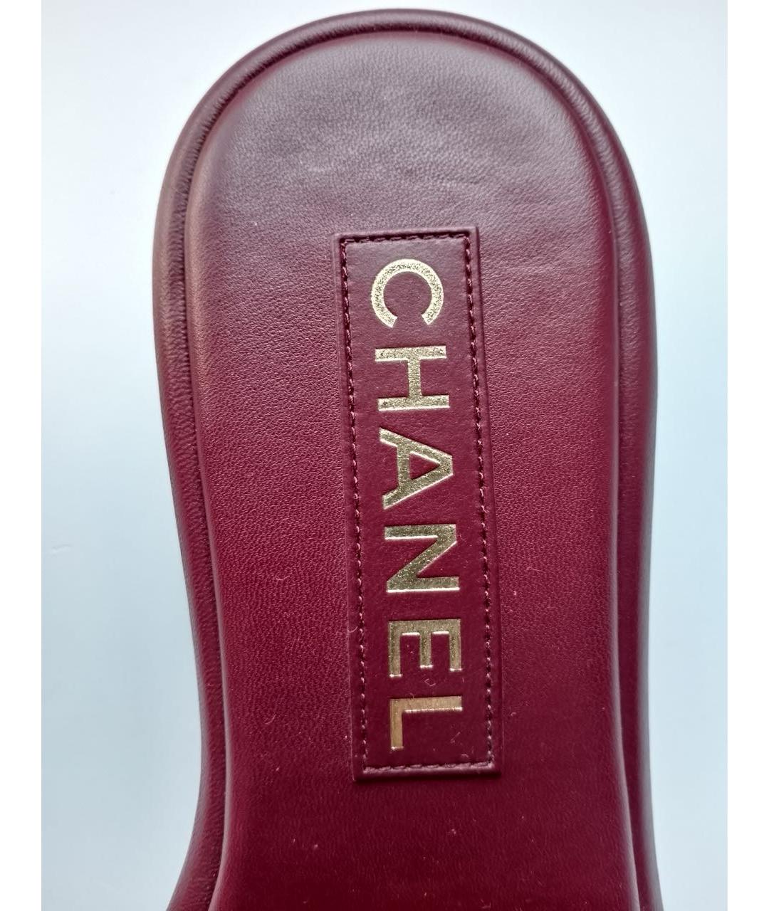 CHANEL Бордовые кожаные мюли, фото 4