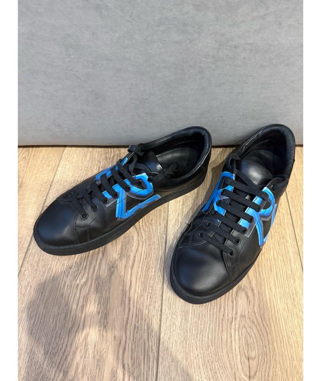 BURBERRY Черные кожаные низкие кроссовки / кеды, фото 3