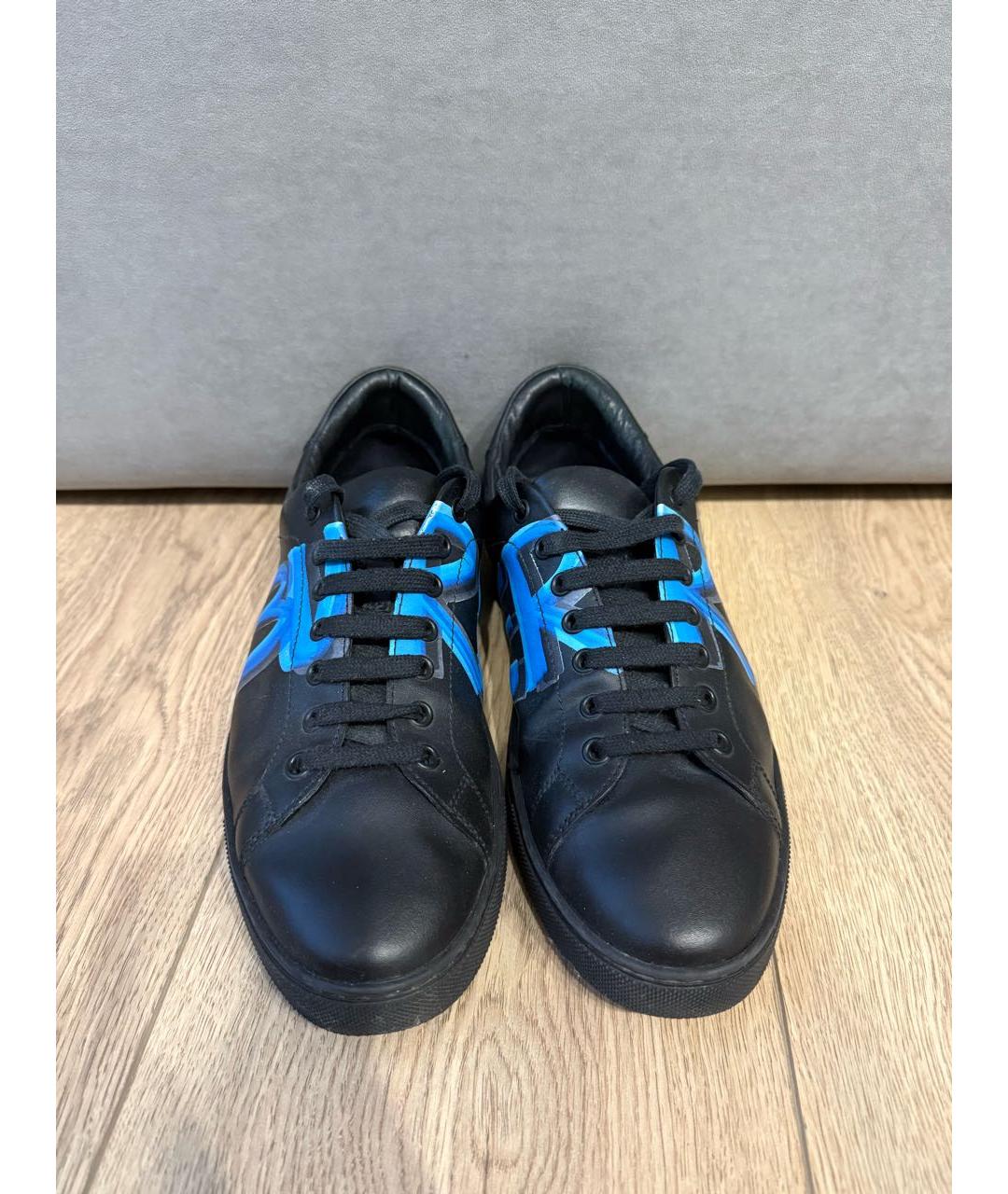 BURBERRY Черные кожаные низкие кроссовки / кеды, фото 2