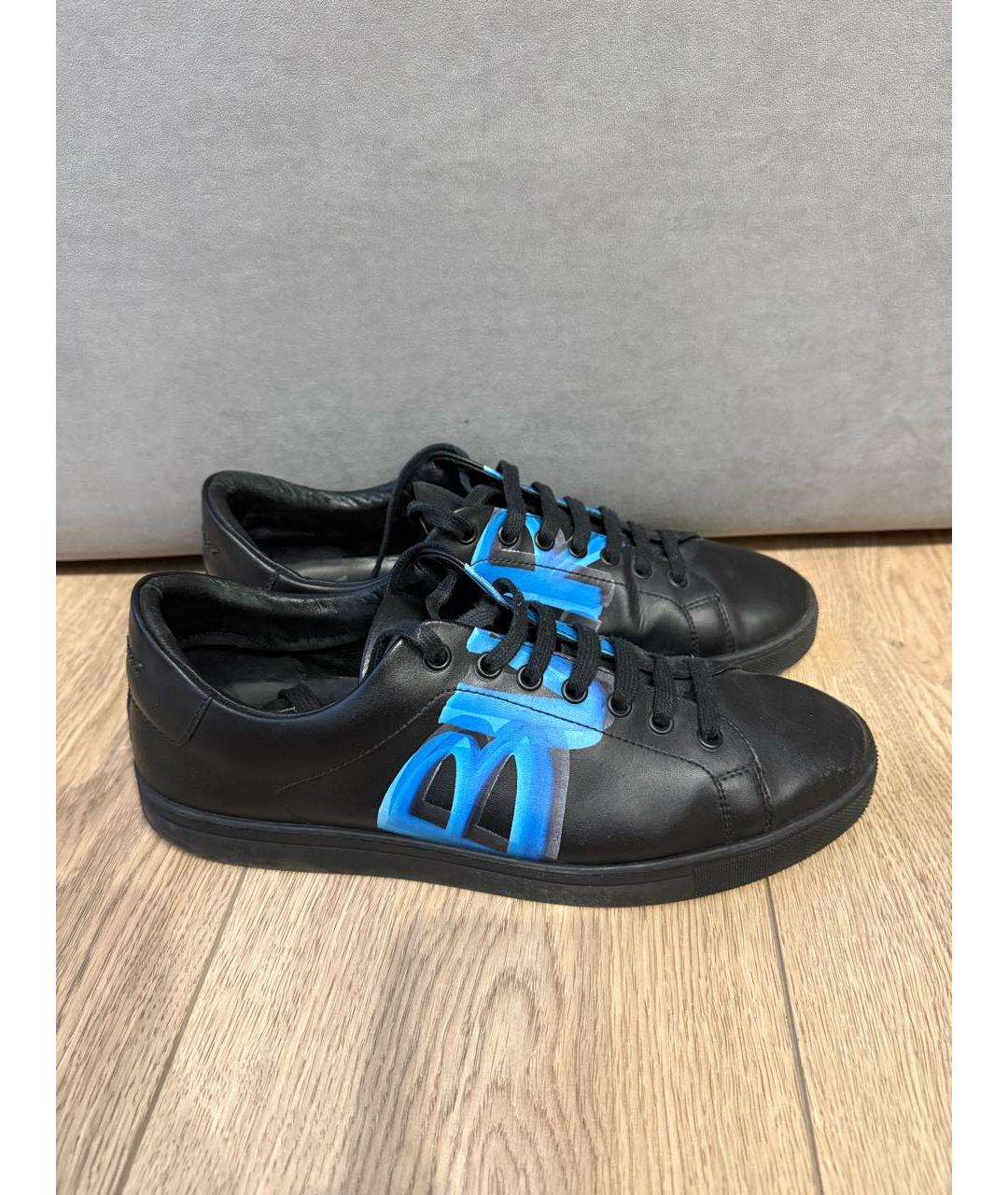 BURBERRY Черные кожаные низкие кроссовки / кеды, фото 5