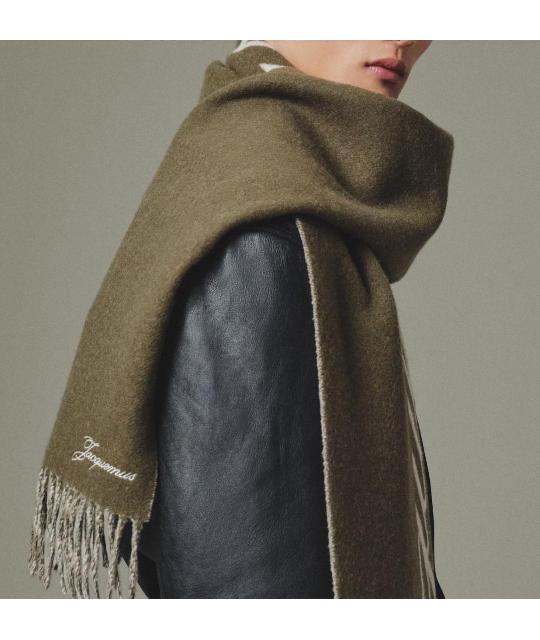 JACQUEMUS Хаки шарф, фото 3