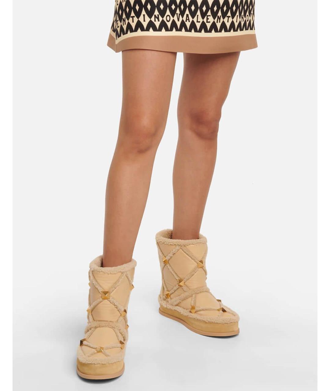 VALENTINO Бежевые кожаные полусапоги, фото 2