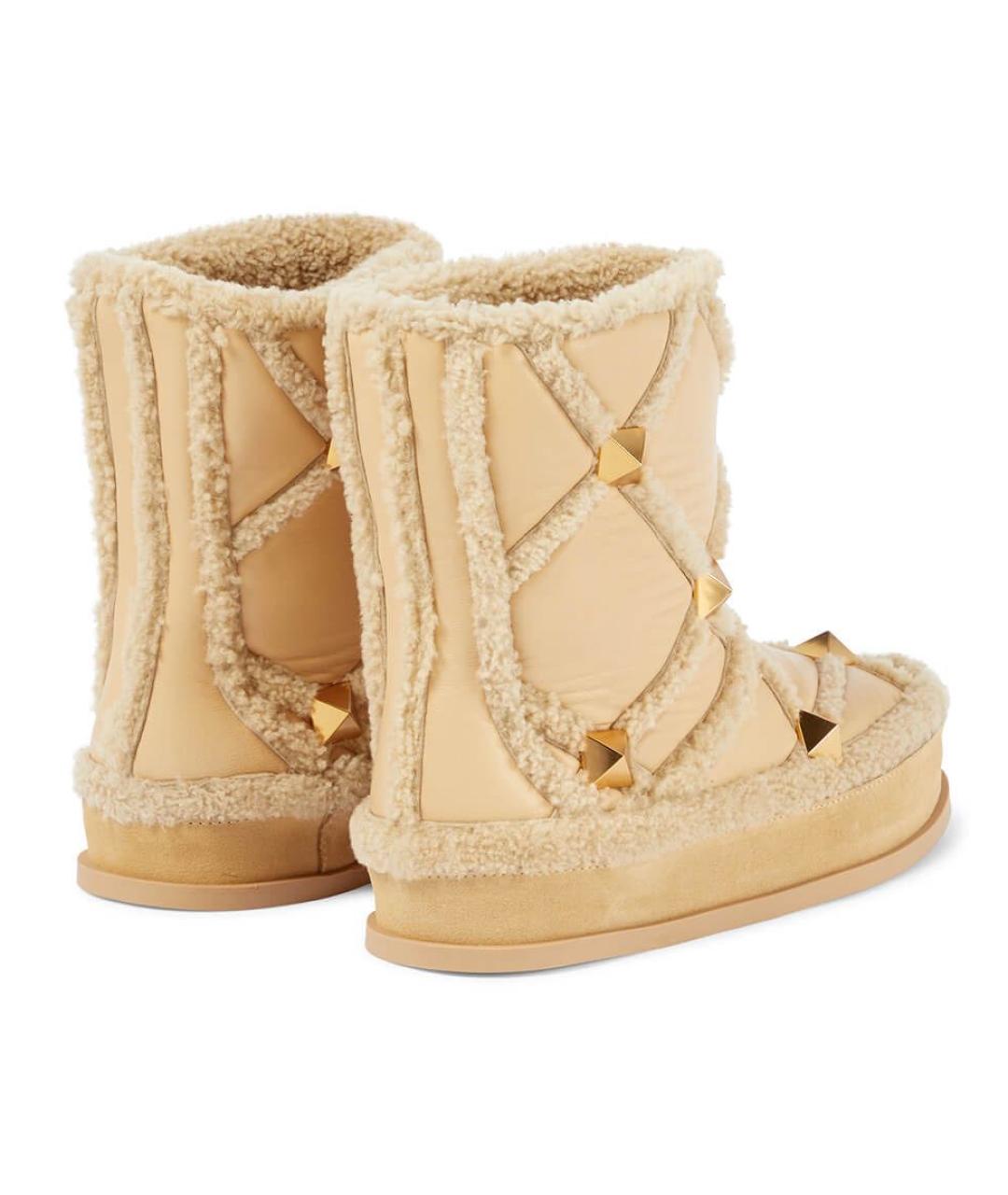 VALENTINO Бежевые кожаные полусапоги, фото 3