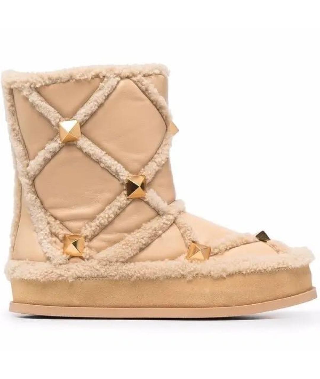 VALENTINO Бежевые кожаные полусапоги, фото 1