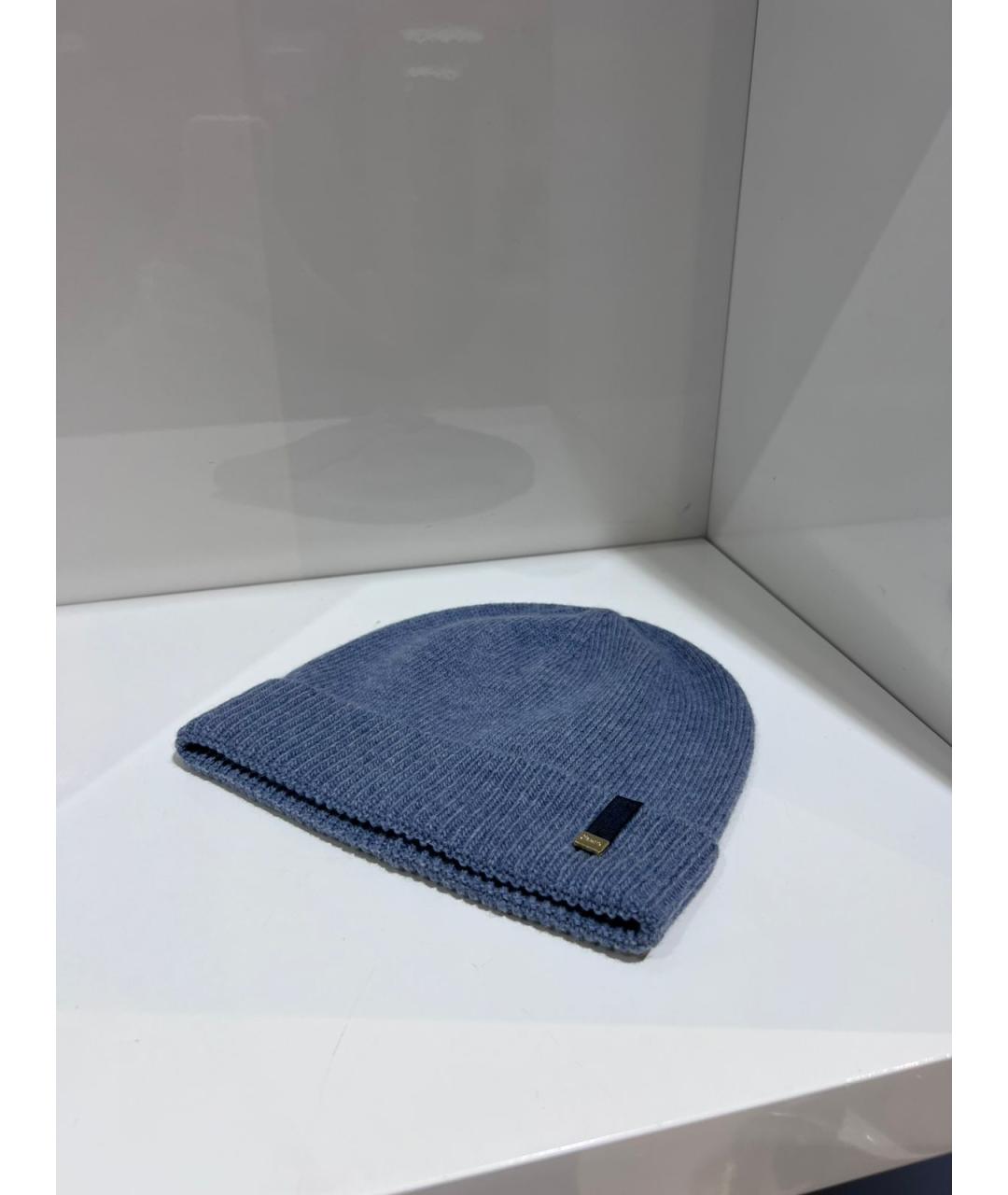 HERNO Голубая шерстяная шапка, фото 3