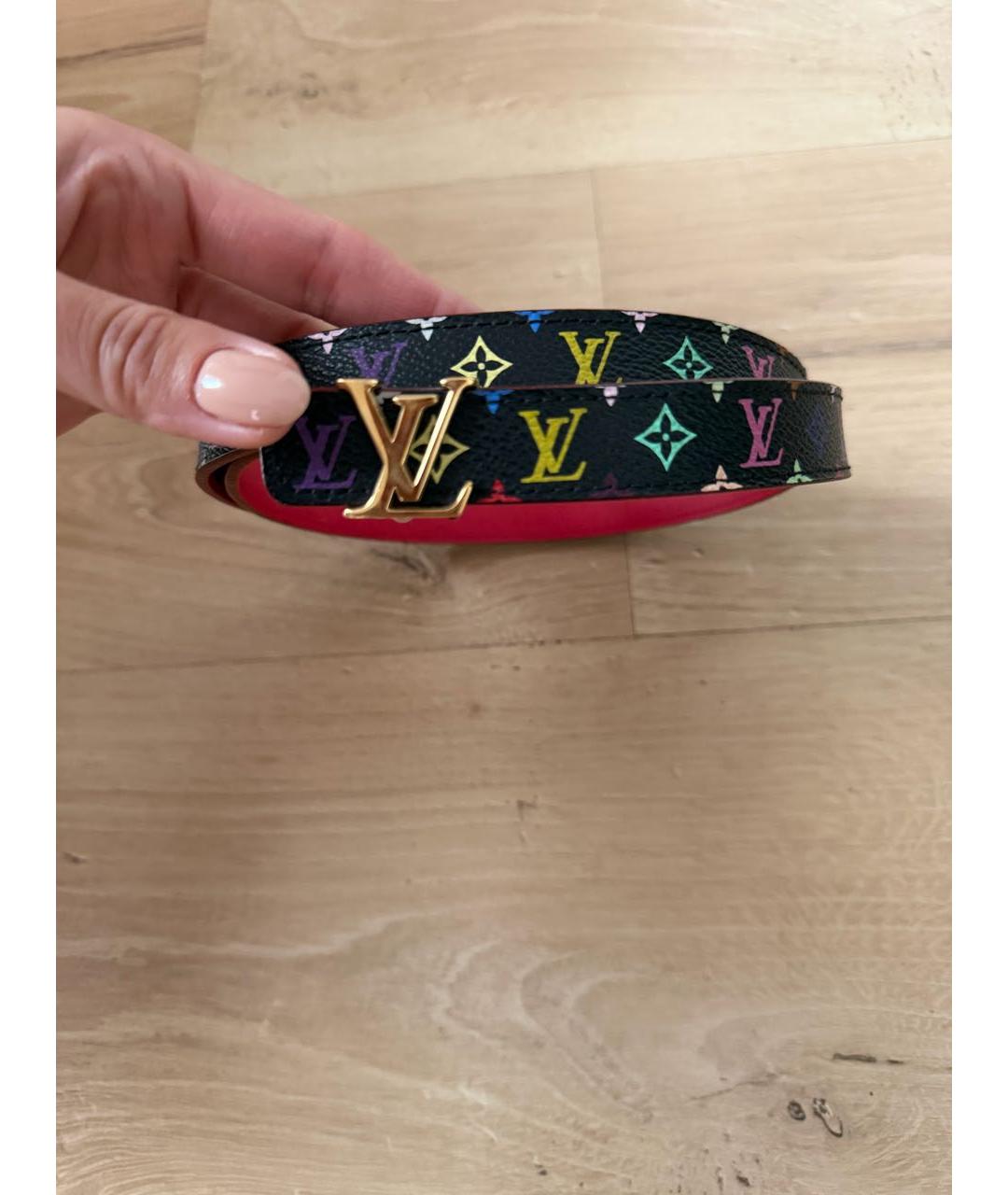 LOUIS VUITTON Черный кожаный ремень, фото 2