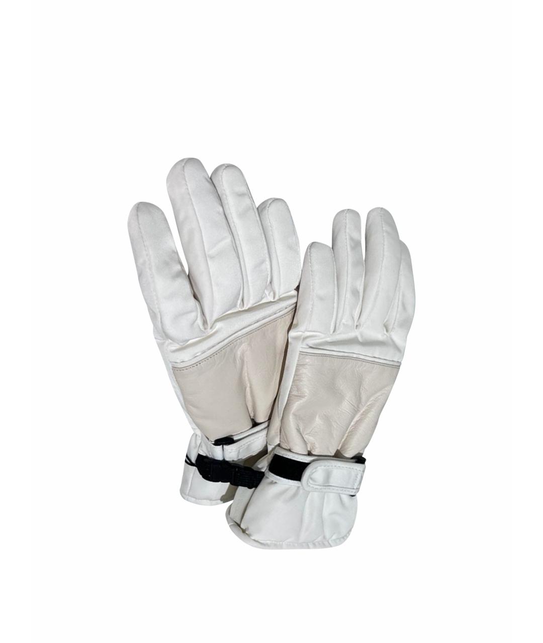 YVES SALOMON Белые синтетические перчатки, фото 3