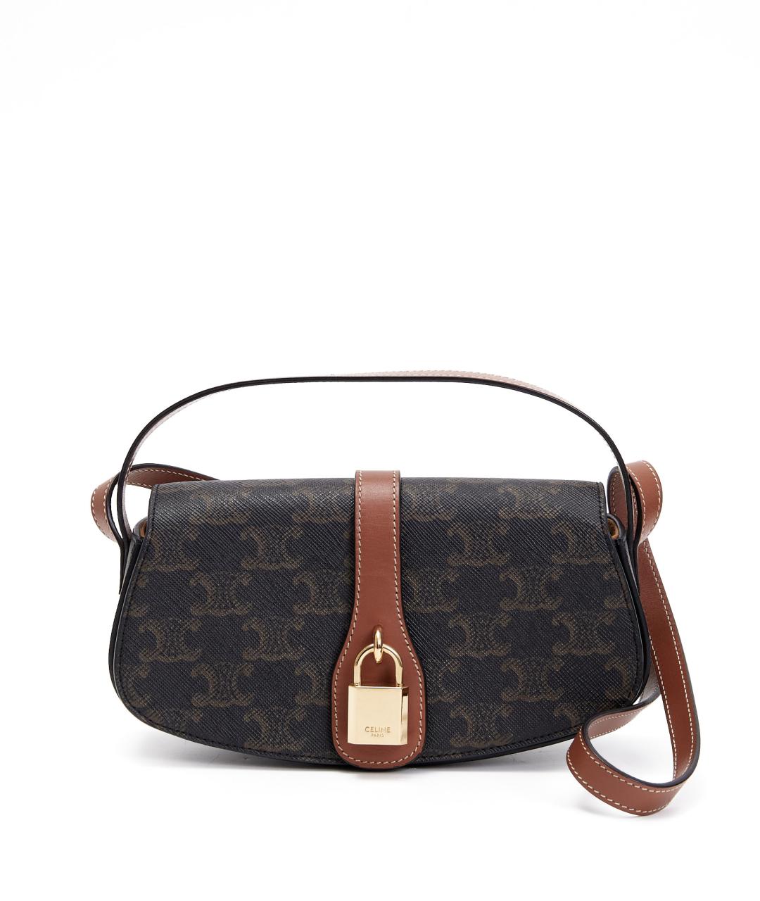 CELINE Коричневая кожаная сумка через плечо, фото 7