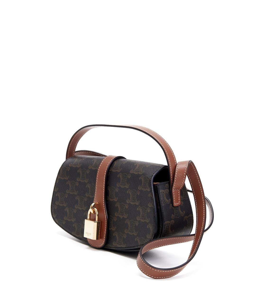 CELINE Коричневая кожаная сумка через плечо, фото 2