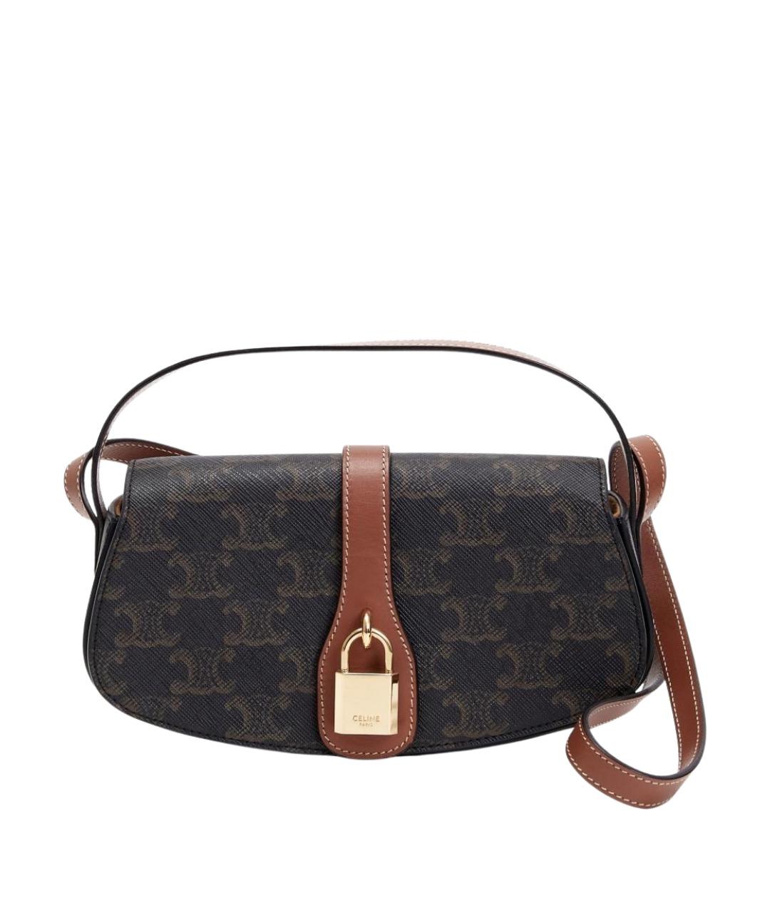 CELINE Коричневая кожаная сумка через плечо, фото 1