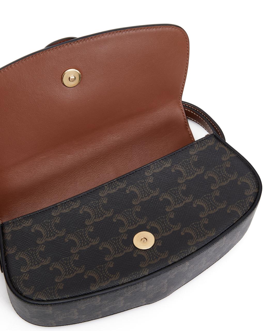 CELINE Коричневая кожаная сумка через плечо, фото 4