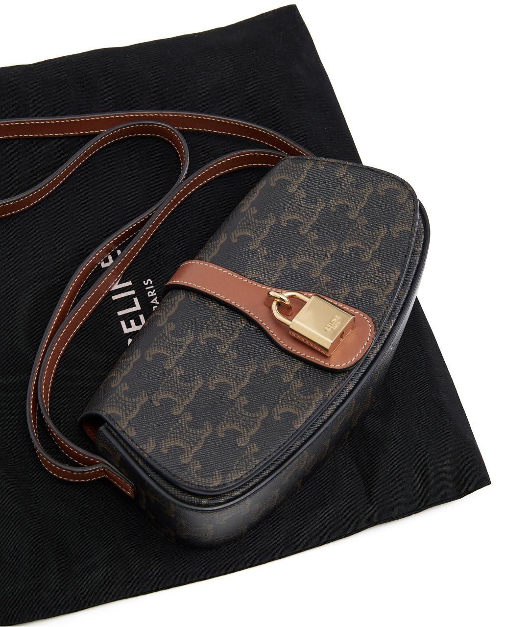 CELINE Коричневая кожаная сумка через плечо, фото 6