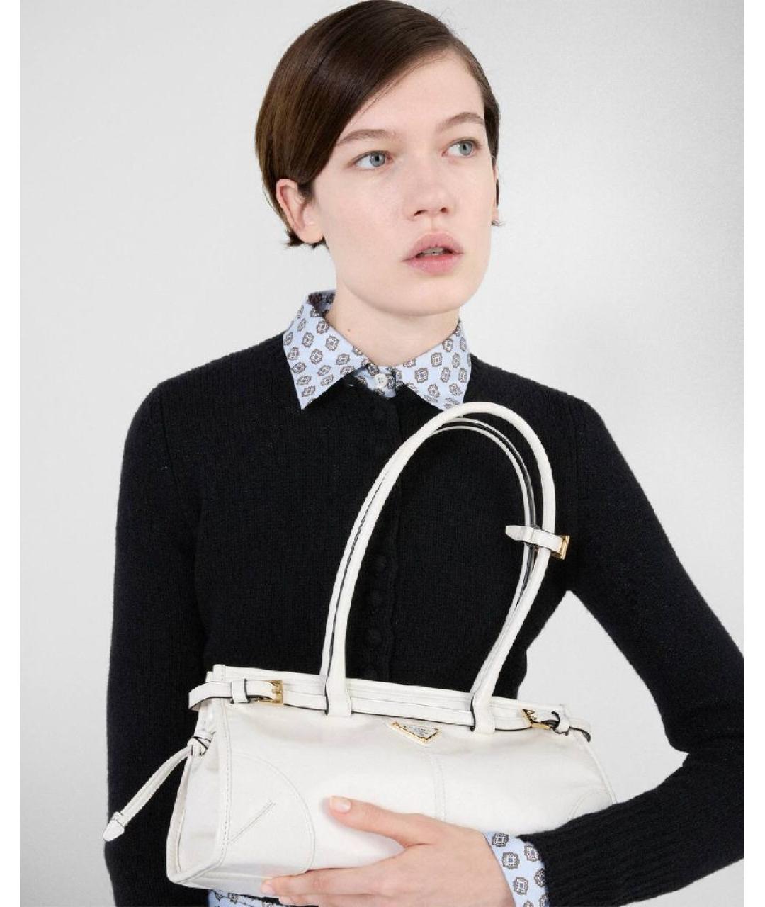 PRADA Белая кожаная сумка через плечо, фото 8