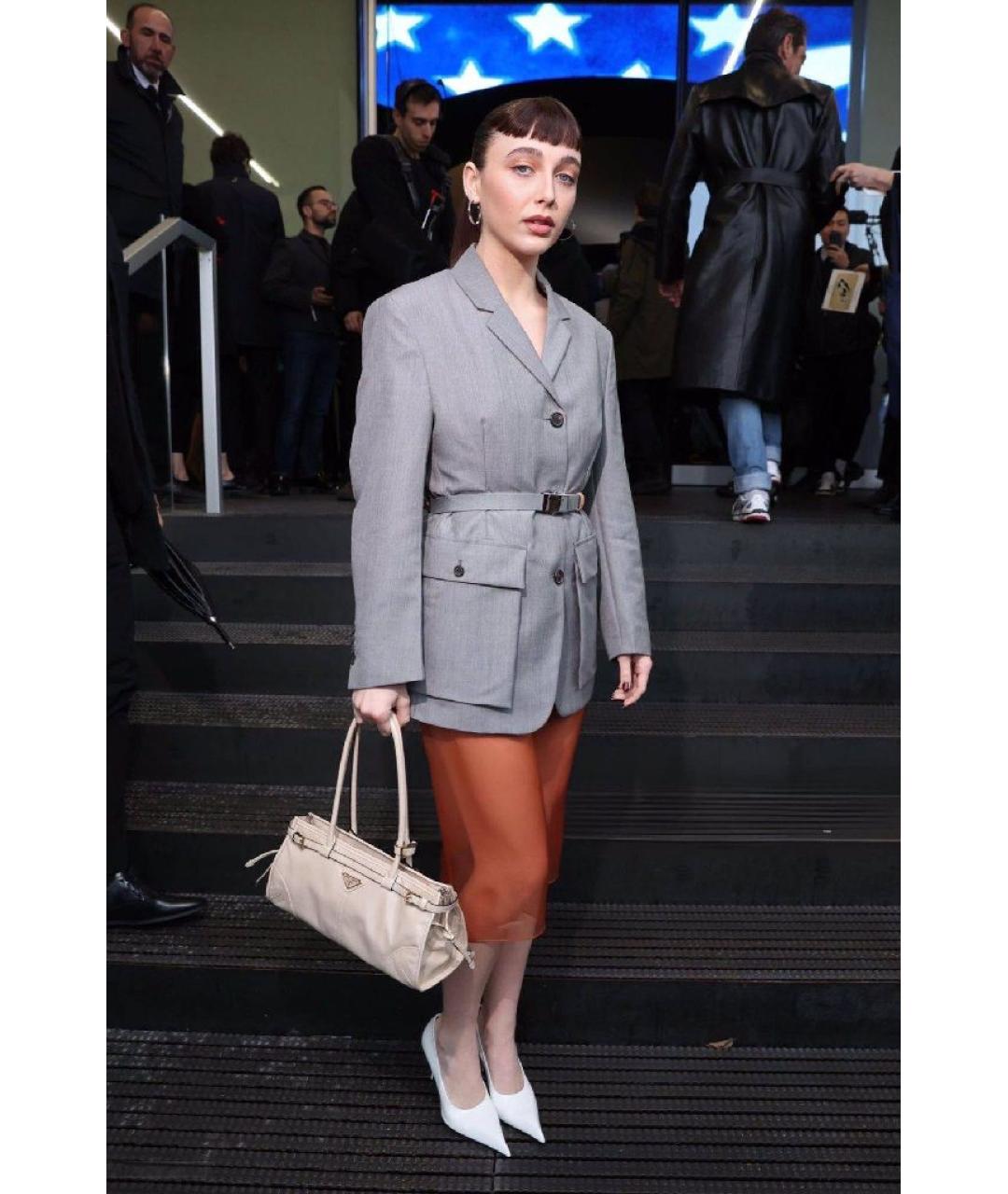 PRADA Белая кожаная сумка через плечо, фото 7