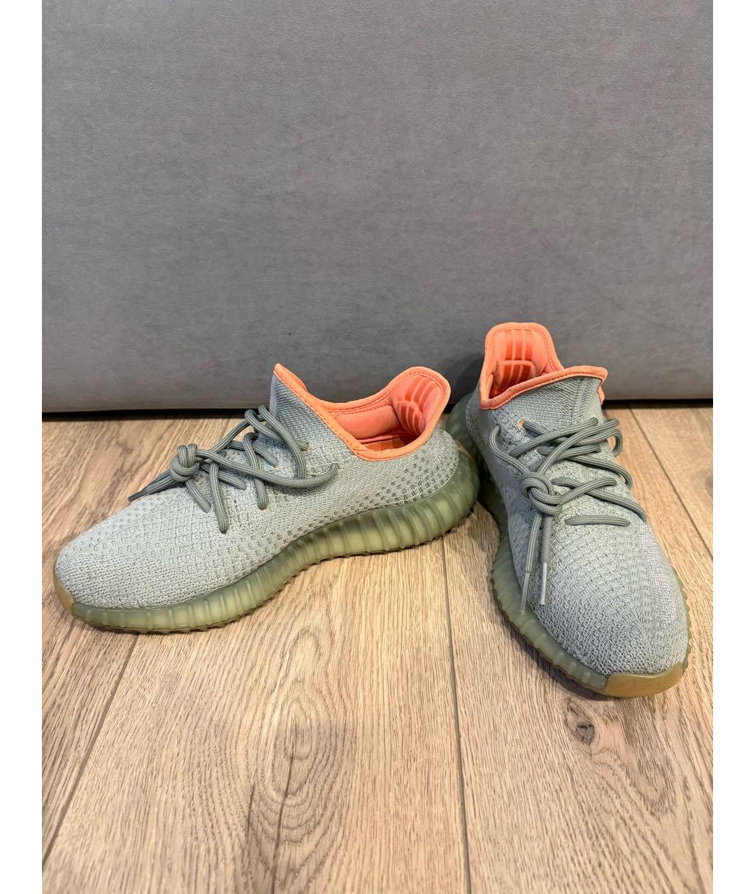 ADIDAS YEEZY Хаки текстильные низкие кроссовки / кеды, фото 3