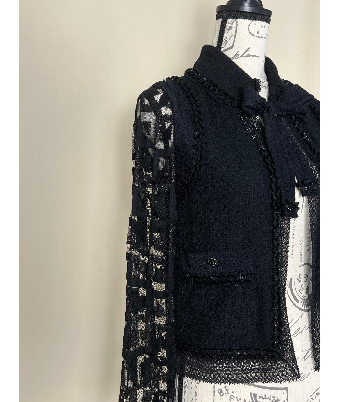 CHANEL Черный твидовый жакет/пиджак, фото 4