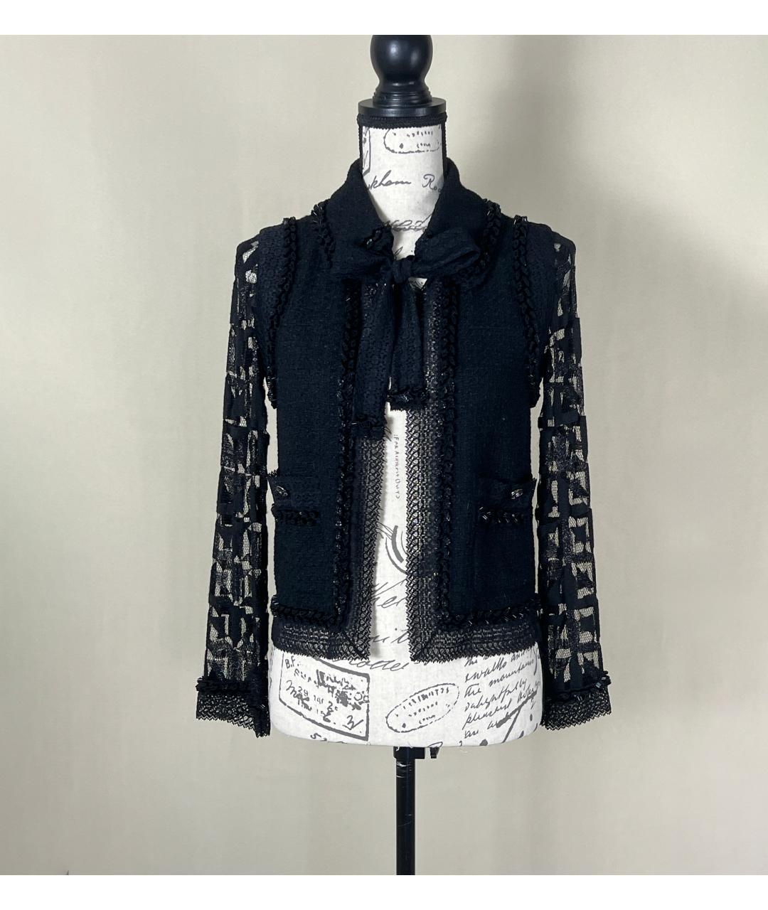 CHANEL Черный твидовый жакет/пиджак, фото 3