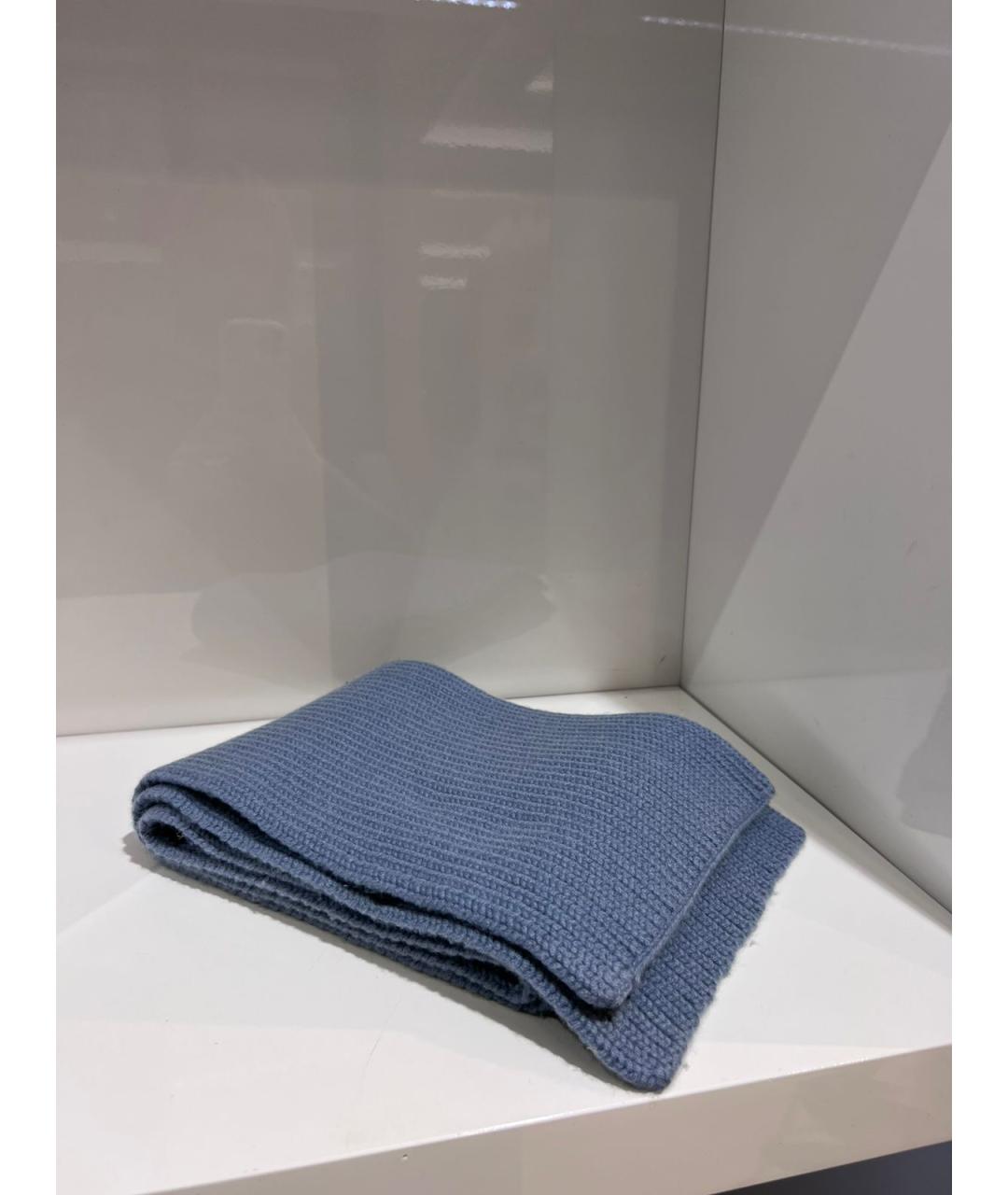 YVES SALOMON Голубой шерстяной шарф, фото 3