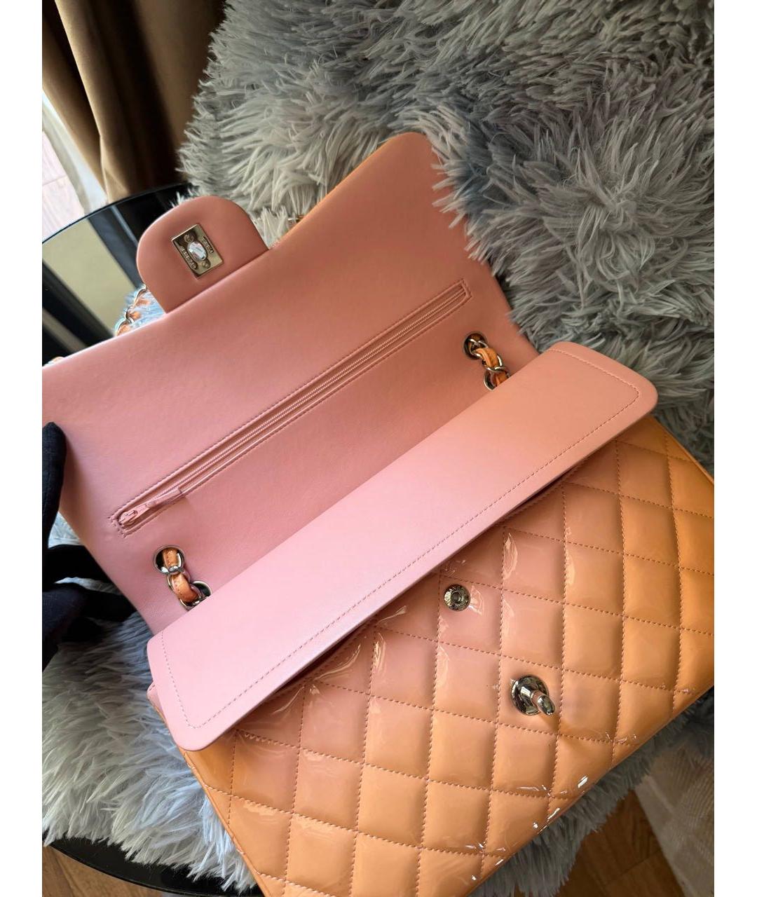 CHANEL Оранжевая сумка с короткими ручками из лакированной кожи, фото 5