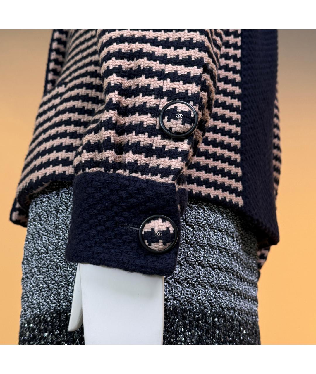CHANEL Темно-синий твидовый жакет/пиджак, фото 2