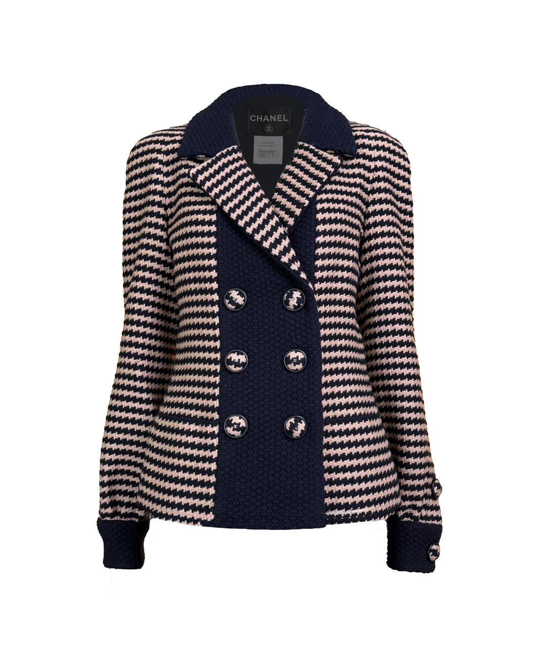CHANEL Темно-синий твидовый жакет/пиджак, фото 1