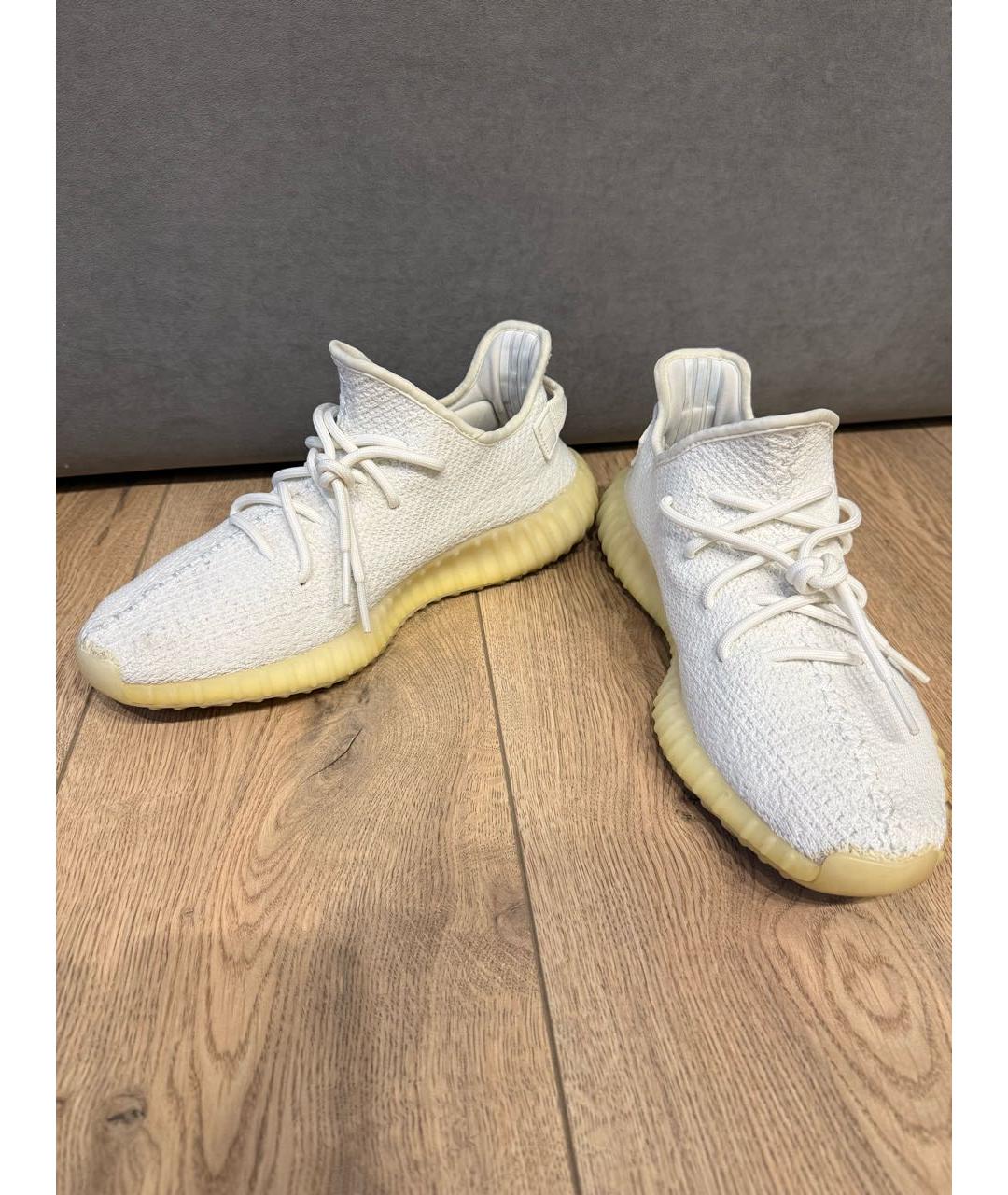 ADIDAS YEEZY Белые текстильные низкие кроссовки / кеды, фото 3