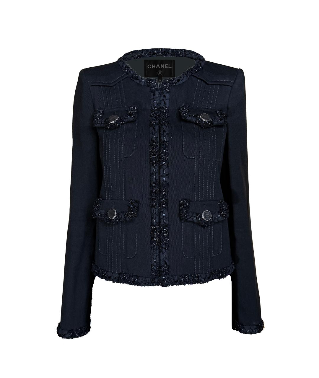 CHANEL Черный твидовый жакет/пиджак, фото 1