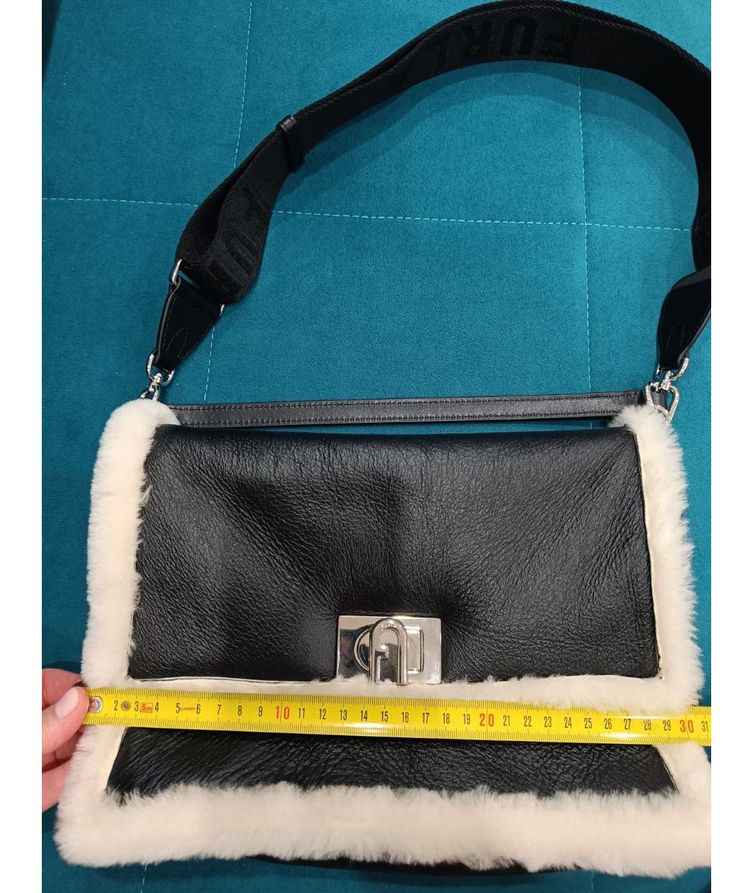 FURLA Черная кожаная сумка через плечо, фото 5