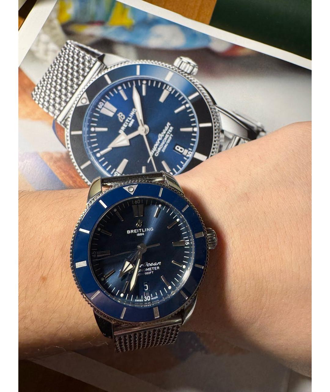 BREITLING SUPEROCEAN Серебряные металлические часы, фото 5