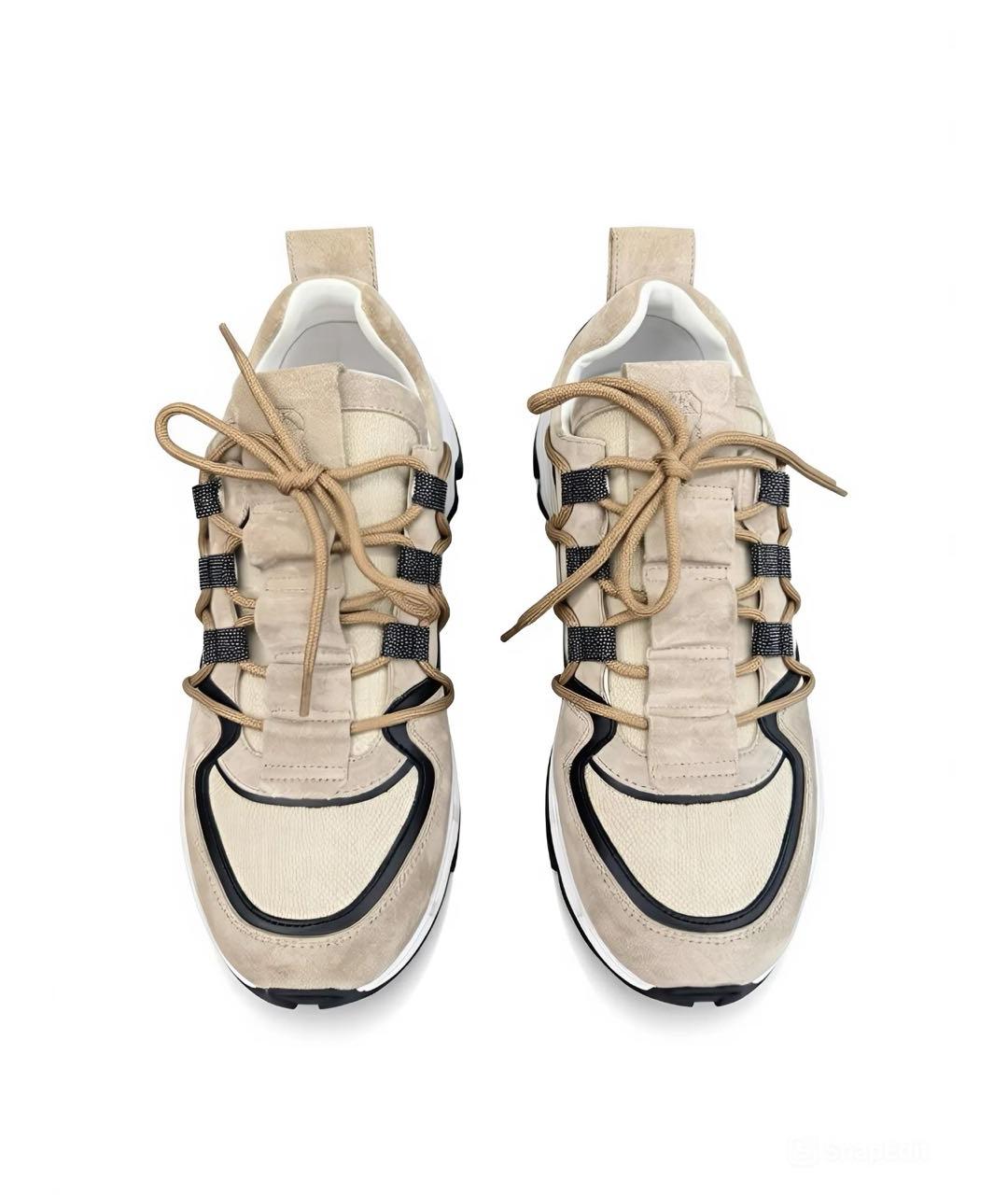 BRUNELLO CUCINELLI Бежевые замшевые кроссовки, фото 2