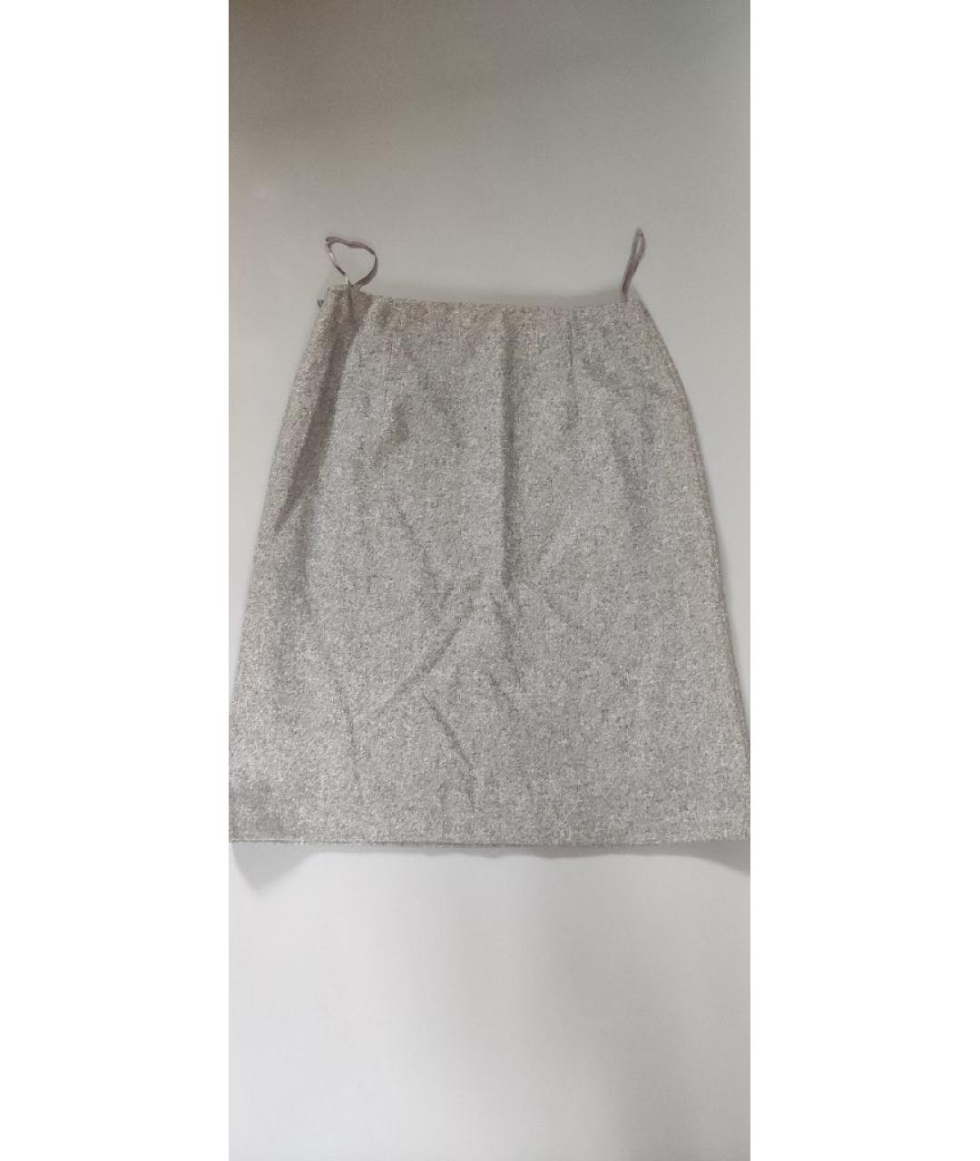 MAX MARA Серая шерстяная юбка миди, фото 2